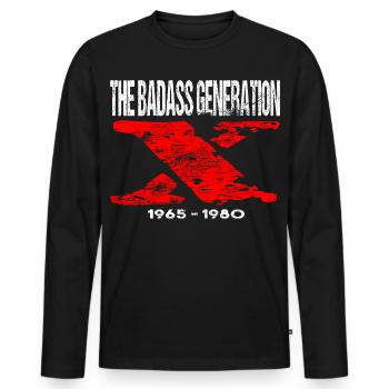 Generation X 1965 1980 Retro - Männer Premium Bio Langarmshirt - Schwarz - Vorne - Nico (187cm)
