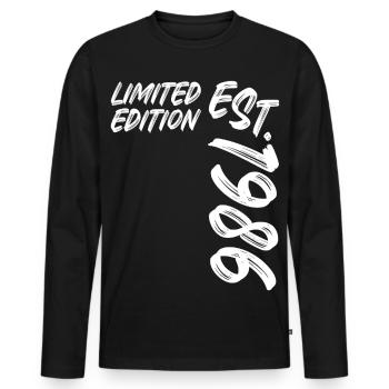 Limited Edition Est. 1986 - Männer Premium Bio Langarmshirt - Schwarz - Vorne - Nico (187cm)