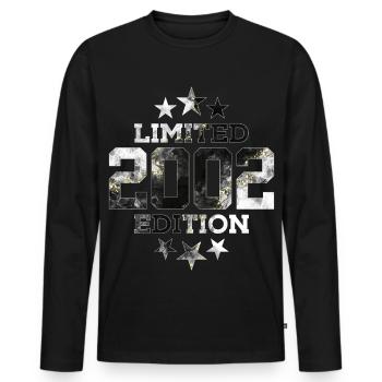 ÉDITION LIMITÉE 2002 24E ANNIVERSAIRE - T-shirt manches longues Premium bio Homme - noir - Devant - Nico (187cm)
