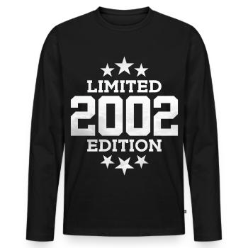 ÉDITION LIMITÉE 2002 24E ANNIVERSAIRE - T-shirt manches longues Premium bio Homme - noir - Devant - Nico (187cm)
