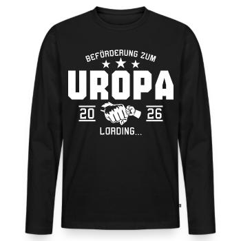 Schwangerschaftsverkündung Werdender Uropa 2026 - Männer Premium Bio Langarmshirt - Schwarz - Vorne - Nico (187cm)