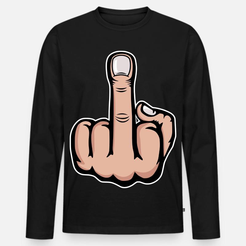 Mittelfinger Stinkefinger Design - Männer Premium Bio Langarmshirt - Schwarz