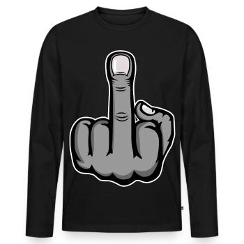 Middle Finger Stinky Finger Design Grey - Men's Premium Organic Long Sleeve Shirt - black - Front - Nico (187cm)