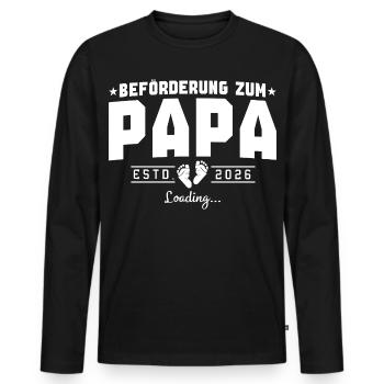 Papa 2026 chargement Futur père - T-shirt manches longues Premium bio Homme - noir - Devant - Nico (187cm)