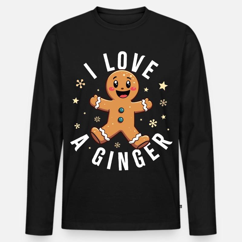 Ich liebe Ingwer - Männer Premium Bio Langarmshirt - Schwarz