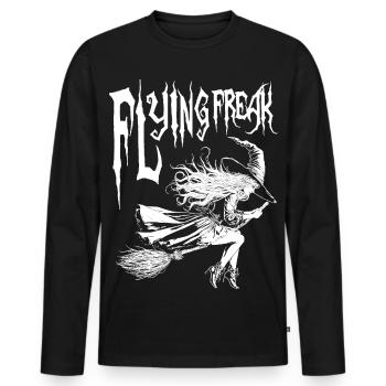 Flying Freak Witch Blanc Design - T-shirt manches longues Premium bio Homme - noir - Devant - Nico (187cm)