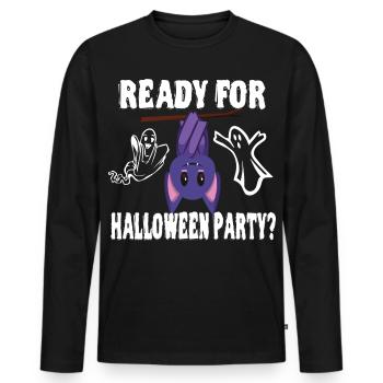 Bat Ready for Halloween Costume Party Saying - Men's Premium Organic Long Sleeve Shirt - black - Front - Nico (187cm)