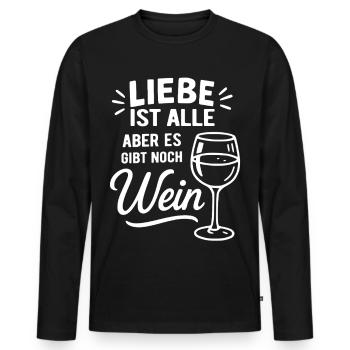 Love is all but there is still wine - saying - Men's Premium Organic Long Sleeve Shirt - black - Front - Nico (187cm)