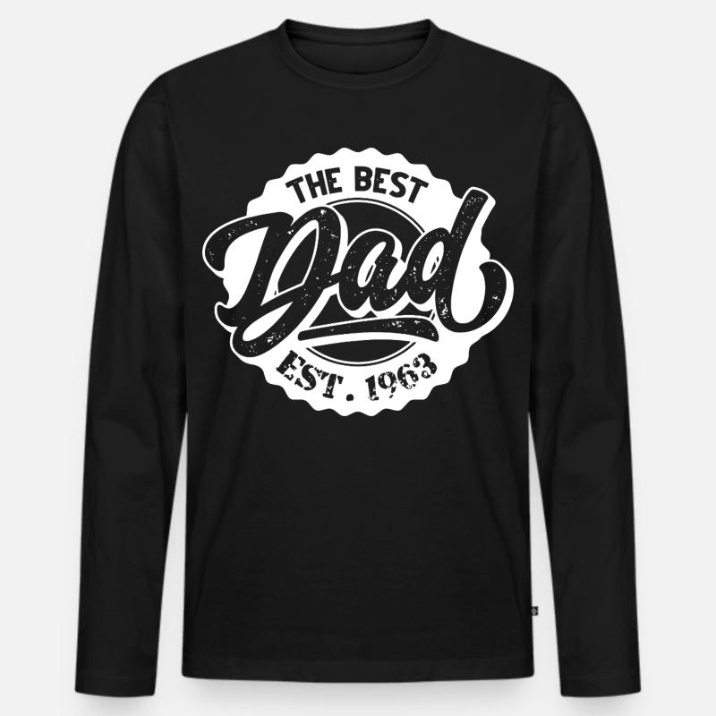 The Best Dad EST 1963 - Männer Premium Bio Langarmshirt - Schwarz