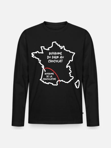 Pain au chocolat ou chocolatine drôle carte France - T-shirt manches longues Premium bio Homme - noir