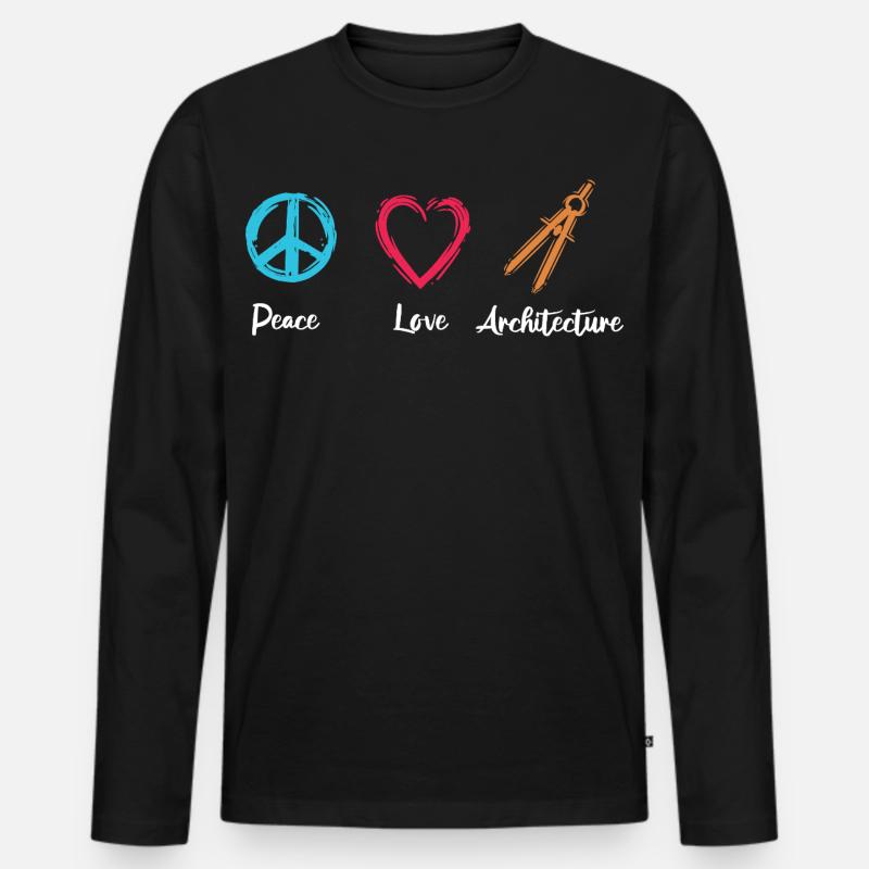 Frieden Liebe Architektur - Männer Premium Bio Langarmshirt - Schwarz