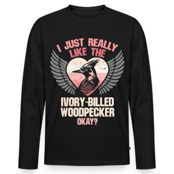 Elfenbein Specht Vogelbeobachter - Männer Premium Bio Langarmshirt - Schwarz - Vorne - Nico (187cm)
