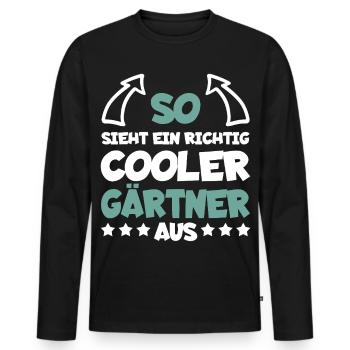 Jardinier vraiment cool drôle dire cadeau - T-shirt manches longues Premium bio Homme - noir - Devant - Nico (187cm)