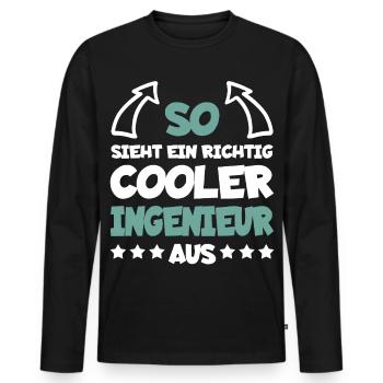 Really Cool Engineer Funny Saying Gift - Men's Premium Organic Long Sleeve Shirt - black - Front - Nico (187cm)