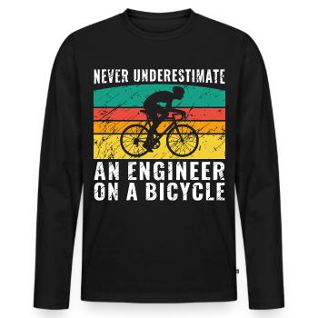 Never Underestimate an Engineer on a Bicycle Shirt - Men's Premium Organic Long Sleeve Shirt - black - Front - Nico (187cm)