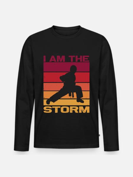 Silhouette a karate fighter - Combat Contact - Men's Premium Organic Long Sleeve Shirt - black