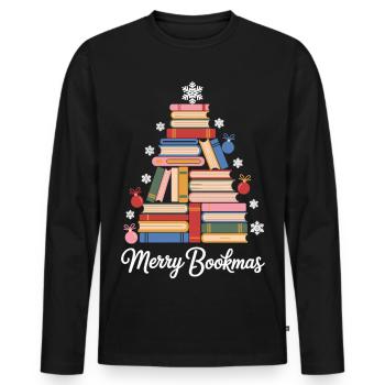 Weihnachtsbaum aus Büchern  Perfekt für Leseratten - Männer Premium Bio Langarmshirt - Schwarz - Vorne - Nico (187cm)
