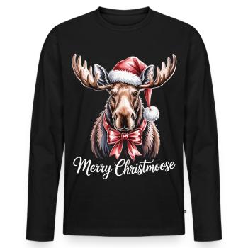 Christmas Moose – Merry Christmoose - Men's Premium Organic Long Sleeve Shirt - black - Front - Nico (187cm)