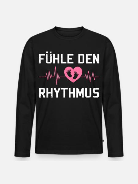 Expectant Mom FEEL THE RHYTHM Funny - Men's Premium Organic Long Sleeve Shirt - black