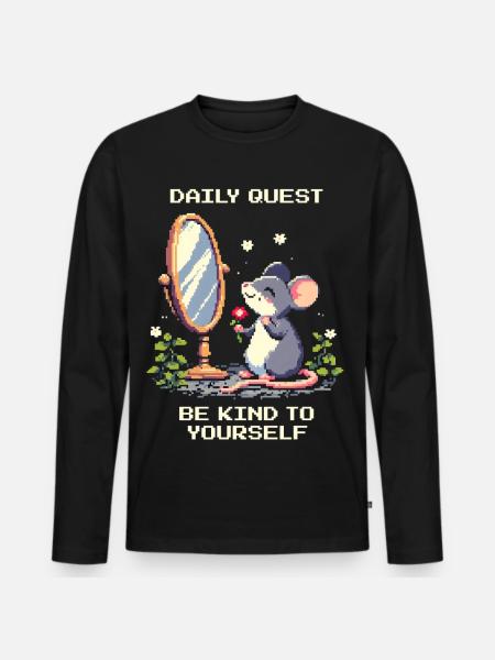 Tagesquest: Sei gut zu dir | Selbstliebe, Mindset - Premium økologisk langærmet T-shirt til mænd - sort