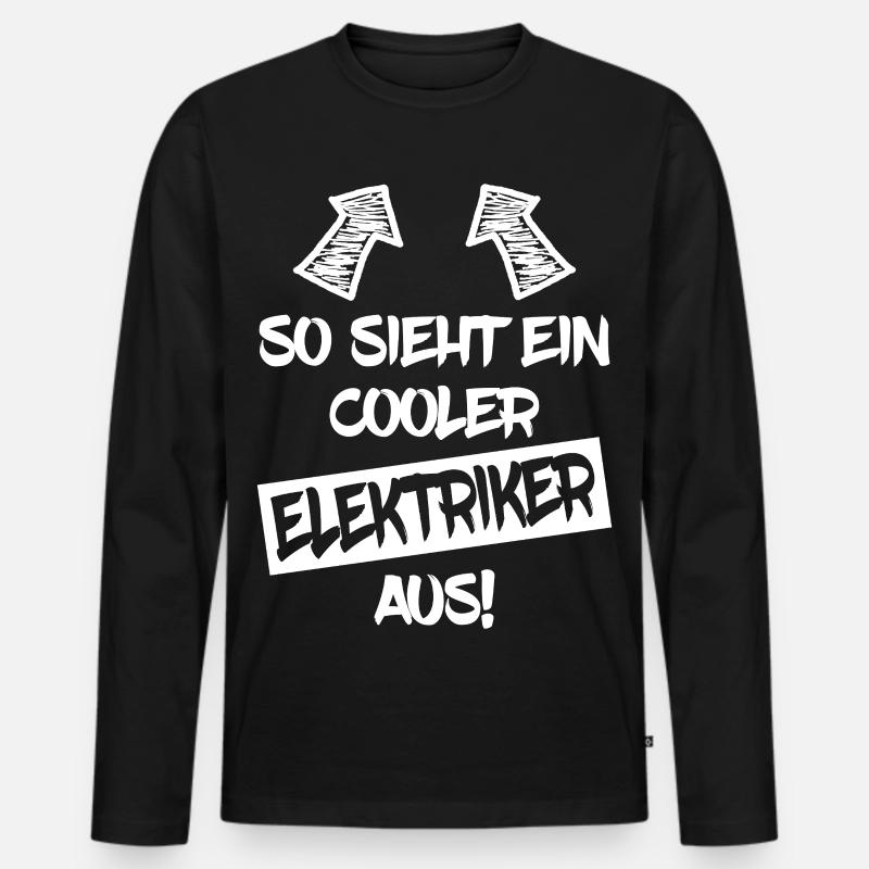 Cooler Elektriker Lustiger Spruch Geschenk - Männer Premium Bio Langarmshirt - Schwarz