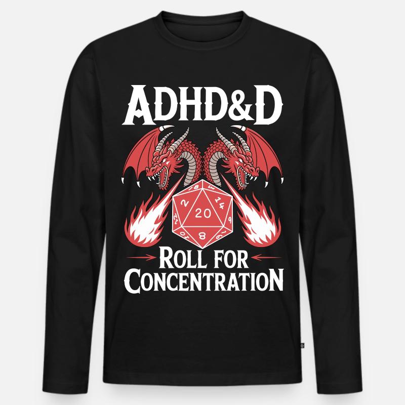 Roll for concentration ADHD - Men's Premium Organic Long Sleeve Shirt - black