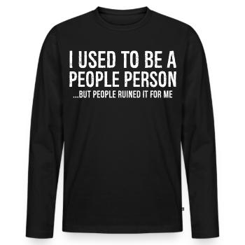J’étais une personne sociable - T-shirt manches longues Premium bio Homme - noir - Devant - Nico (187cm)
