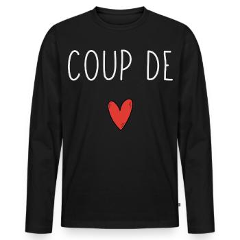 Minimalistischer Design-Favorit mit rotem Herz - Männer Premium Bio Langarmshirt - Schwarz - Vorne - Nico (187cm)