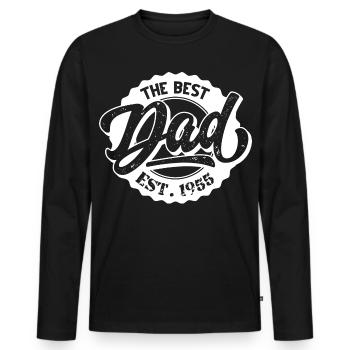 The Best Dad EST 1955 - Männer Premium Bio Langarmshirt - Schwarz - Vorne - Nico (187cm)
