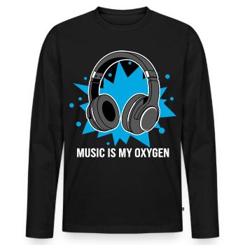 Music Is My Oxygen – Headphones Vibes - Men's Premium Organic Long Sleeve Shirt - black - Front - Nico (187cm)