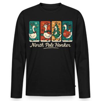 Gans Weihnachten Lustig Santa Nordpol Honker - Männer Premium Bio Langarmshirt - Schwarz - Vorne - Nico (187cm)