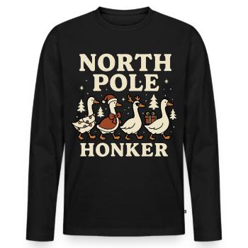 Gans Weihnachten Lustig Santa Nordpol Honker - Männer Premium Bio Langarmshirt - Schwarz - Vorne - Nico (187cm)
