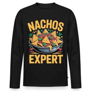 Expert en nachos pour les amateurs de nachos - T-shirt manches longues Premium bio Homme - noir - Devant - Nico (187cm)