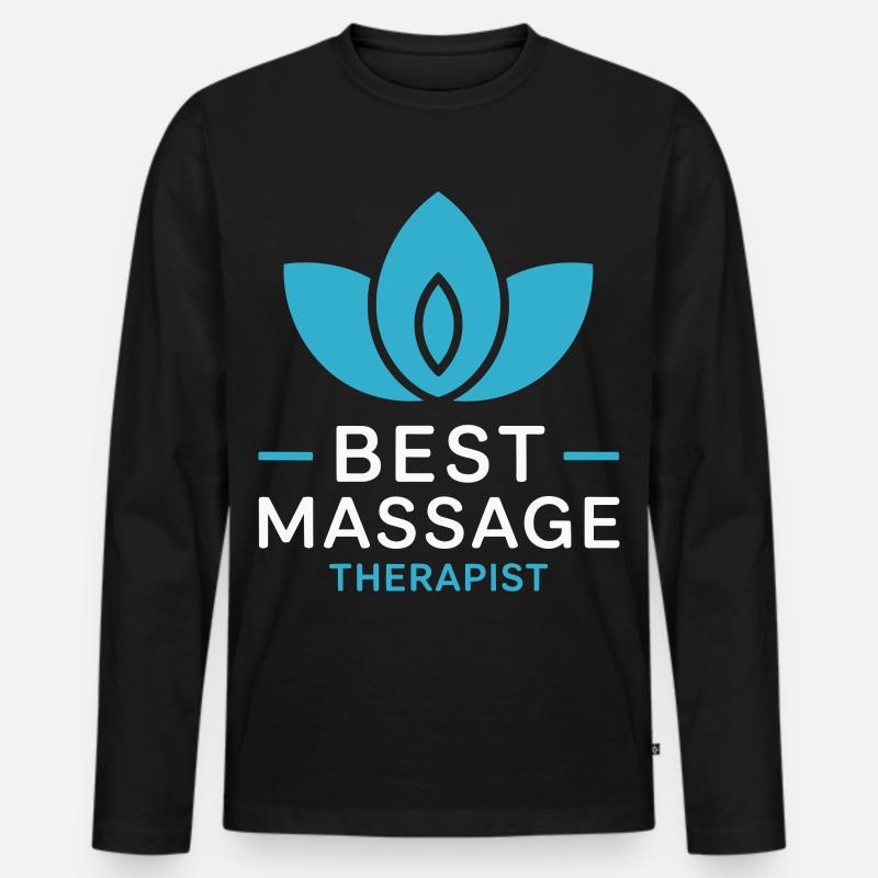 Bester Massagetherapeut Zen Lotus - Männer Premium Bio Langarmshirt - Schwarz