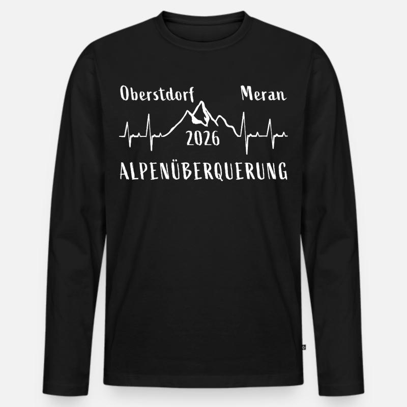 Alpenüberquerung 2026 Oberstdorf Meran E5 - Männer Premium Bio Langarmshirt - Schwarz