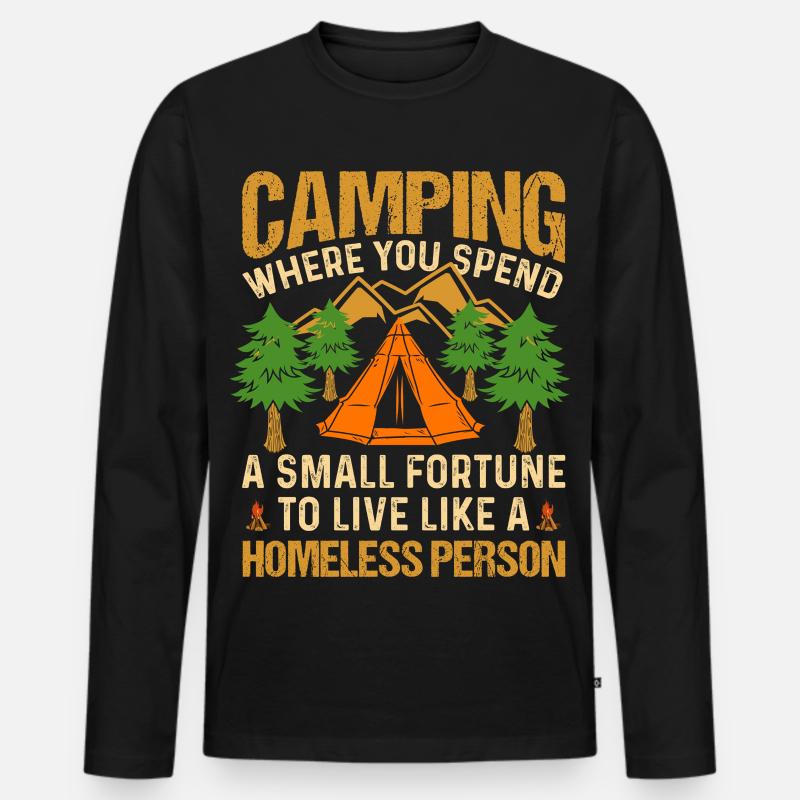 Camping - Männer Premium Bio Langarmshirt - Schwarz