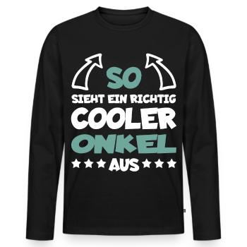 Really Cool Uncle Funny Gift Idea - Men's Premium Organic Long Sleeve Shirt - black - Front - Nico (187cm)