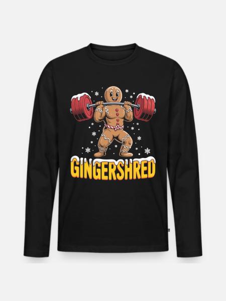 Christmas Gingerbread Pumper Gym Bodybuilding - Männer Premium Bio Langarmshirt - Schwarz