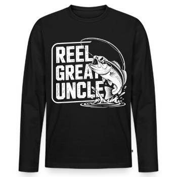 Geschenk für Angler Onkel - Fishing T-Shirt - Männer Premium Bio Langarmshirt - Schwarz - Vorne - Nico (187cm)
