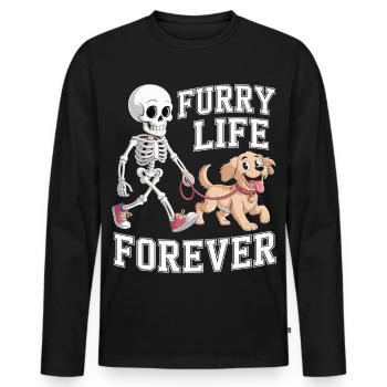 Skeleton with Dog - Gift for Animal Lovers - Men's Premium Organic Long Sleeve Shirt - black - Front - Nico (187cm)