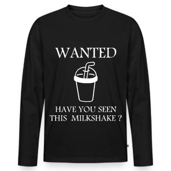 Chemise Milkshake recherchée – Motif de boisson drôle - T-shirt manches longues Premium bio Homme - noir - Devant - Nico (187cm)