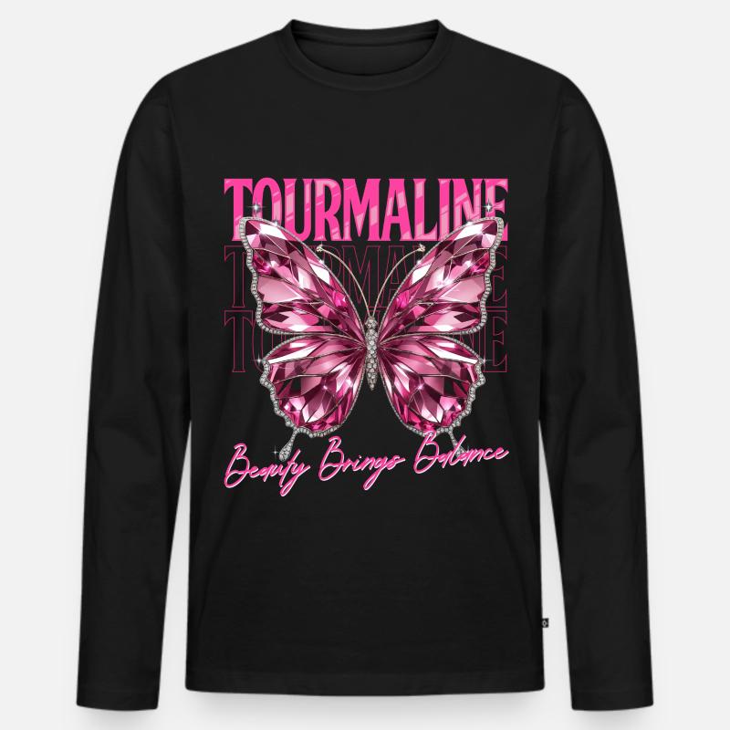 Geburtsstein Turmalin Oktober - Männer Premium Bio Langarmshirt - Schwarz