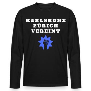 Karlsruhe Zurich unie - T-shirt manches longues Premium bio Homme - noir - Devant - Nico (187cm)