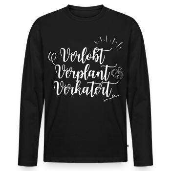 Verlobt. Verplant. Verkatert. - Männer Premium Bio Langarmshirt - Schwarz - Vorne - Nico (187cm)