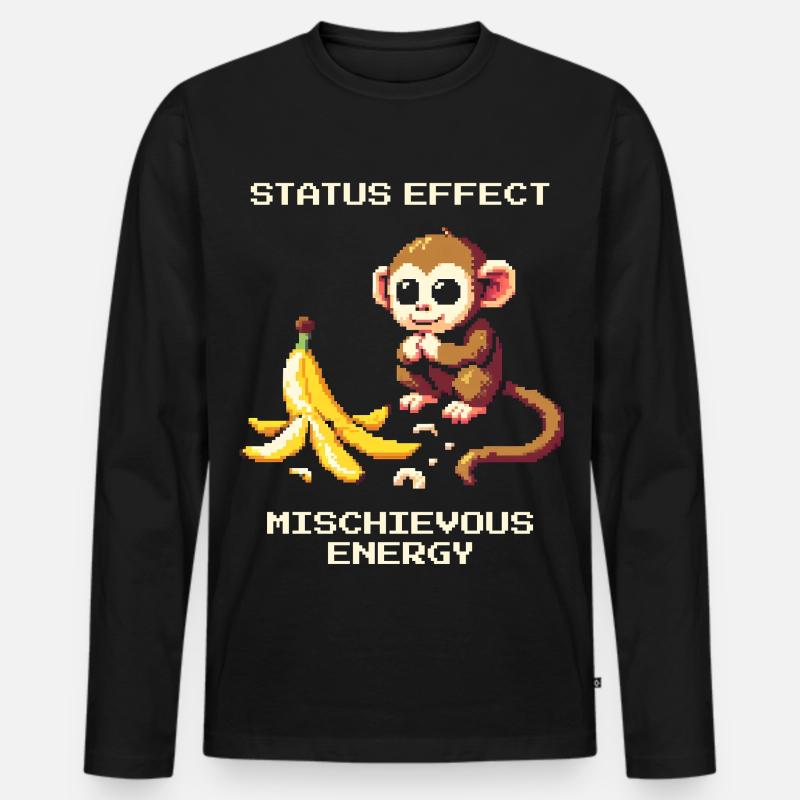 Status-Effekt: Schelmische Energie | Affenwitz - Männer Premium Bio Langarmshirt - Schwarz