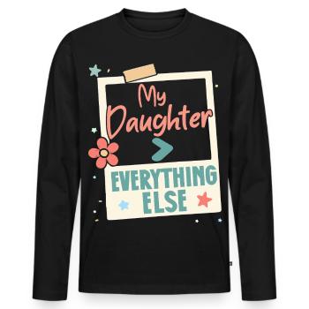 Ma fille, tout le reste, maman, papa, parents - T-shirt manches longues Premium bio Homme - noir - Devant - Nico (187cm)