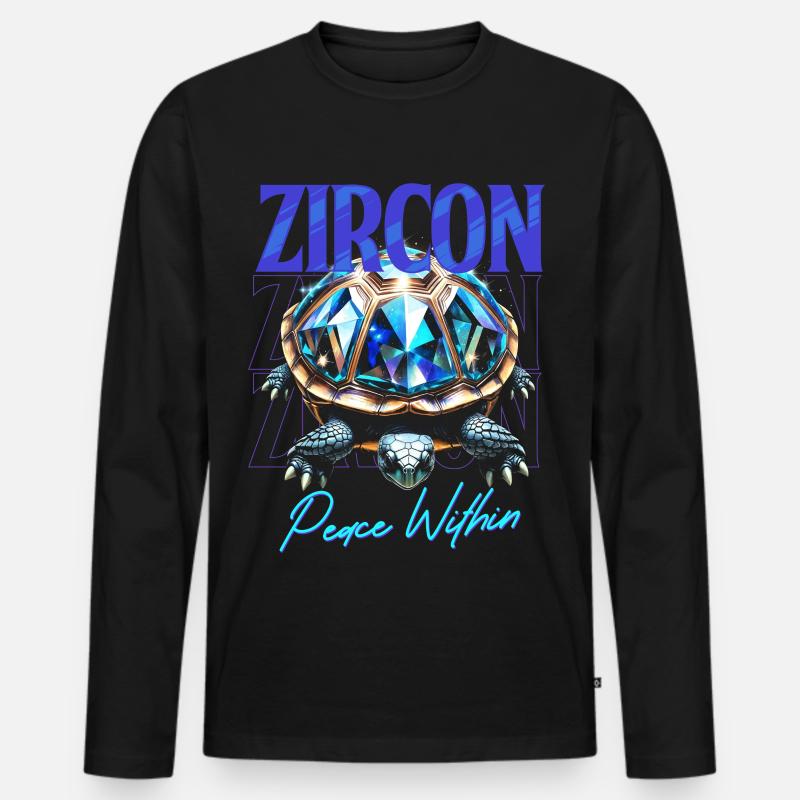 Geburtsstein Zirkon Dezember - Männer Premium Bio Langarmshirt - Schwarz