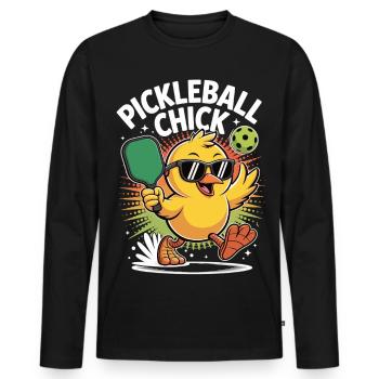 Chemise de pickleball avec poussins – Sport & Fun - T-shirt manches longues Premium bio Homme - noir - Devant - Nico (187cm)