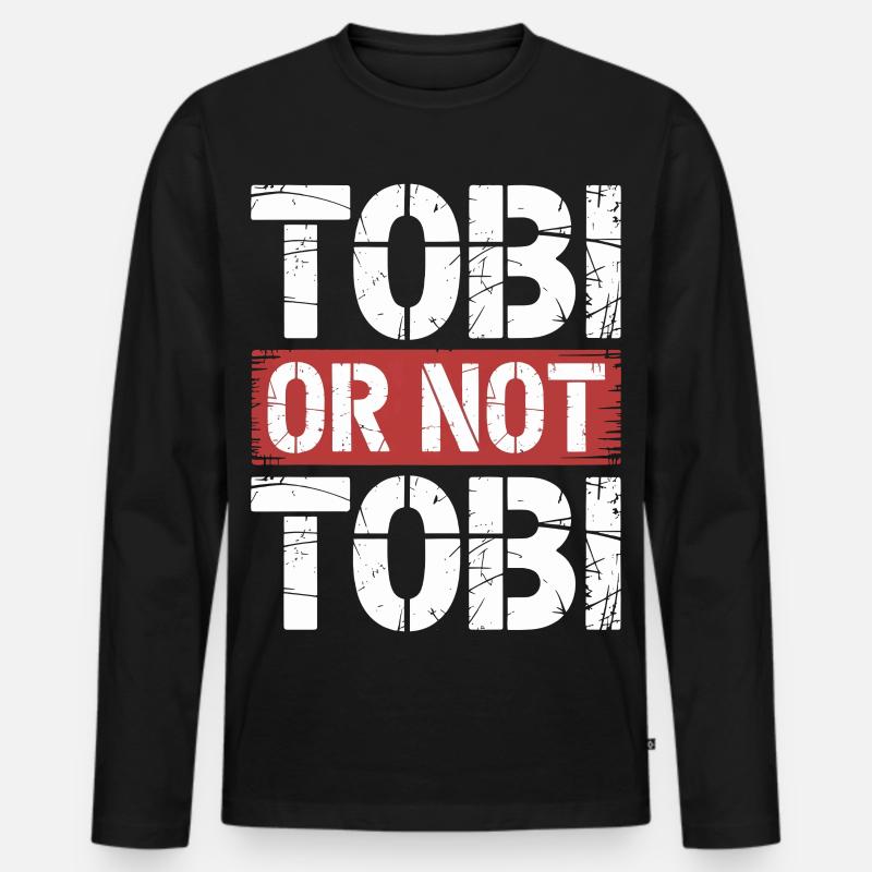 Tobi oder nicht Tobi - Männer Premium Bio Langarmshirt - Schwarz