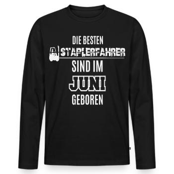 Best Forklift Driver Born in June / Forklift - Men's Premium Organic Long Sleeve Shirt - black - Front - Nico (187cm)